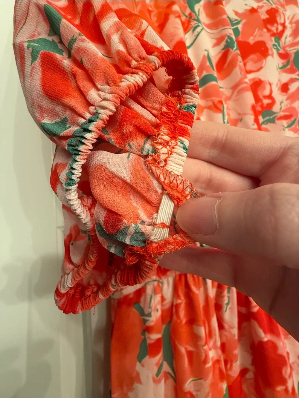Floral V-Neck Red Maxi Dress w/ Missing Button - Picture 13 of 13